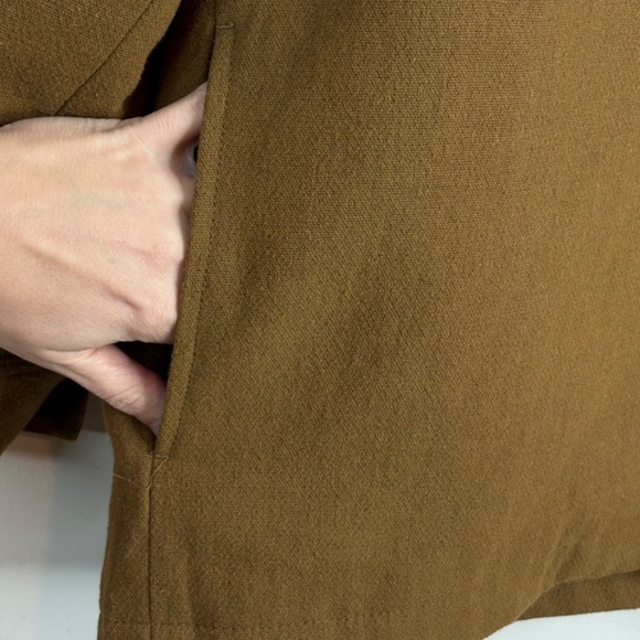 H&M Wool Shirt Jacket Mens S Double Pockets Camel Brown Minimalist Shacket Coat - Picture 5 of 13